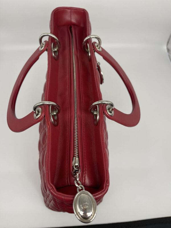 Christian Dior Lambskin Cannage Large Lady Dior Maroon Red
