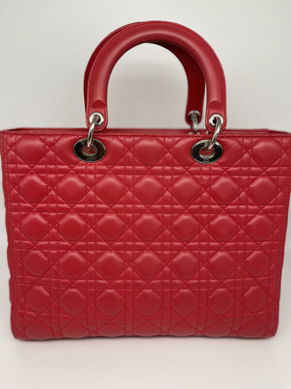 Christian Dior Lambskin Cannage Large Lady Dior Red